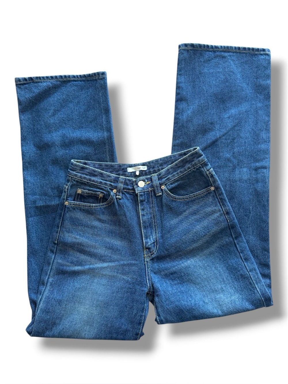 OAK + FORT Straight Leg Dark Blue Oversized High Rise Jeans size Small